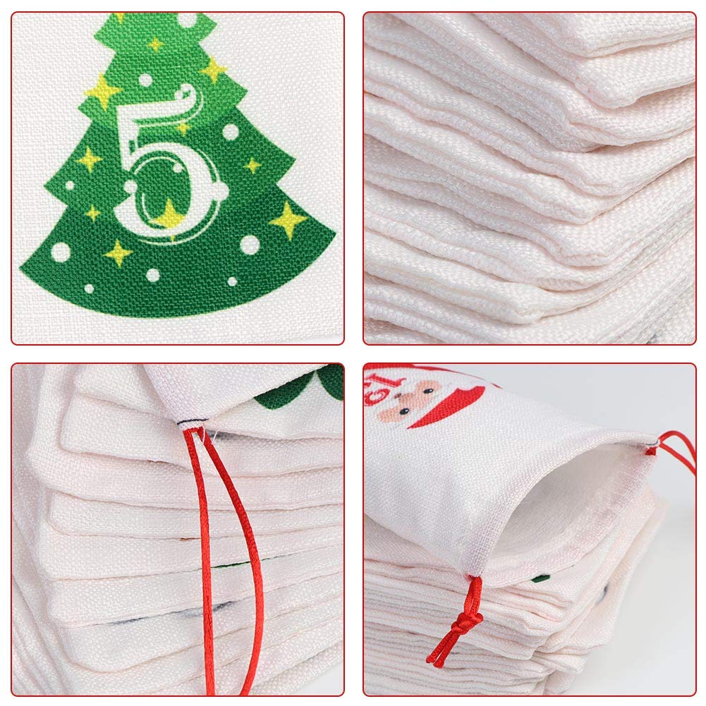 Ourwarm Christmas Advent Calendar 2024 Decorations, 24 Days Dimity Burlap Gift Bags Favors For Christms Toys Home Decor (6.3' X