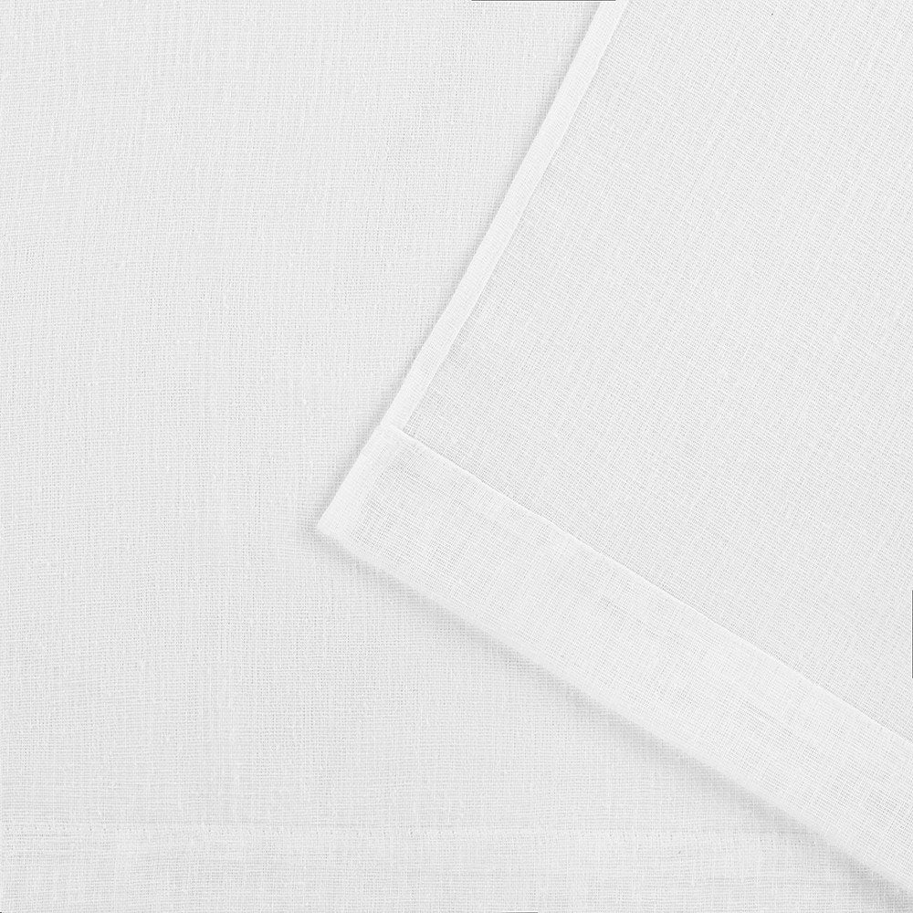 Exclusive Home Rp Belgian Textured Linen Look Jacquard Sheer Rod Pocket Curtain Panel, Pair, 50X96, Winter White