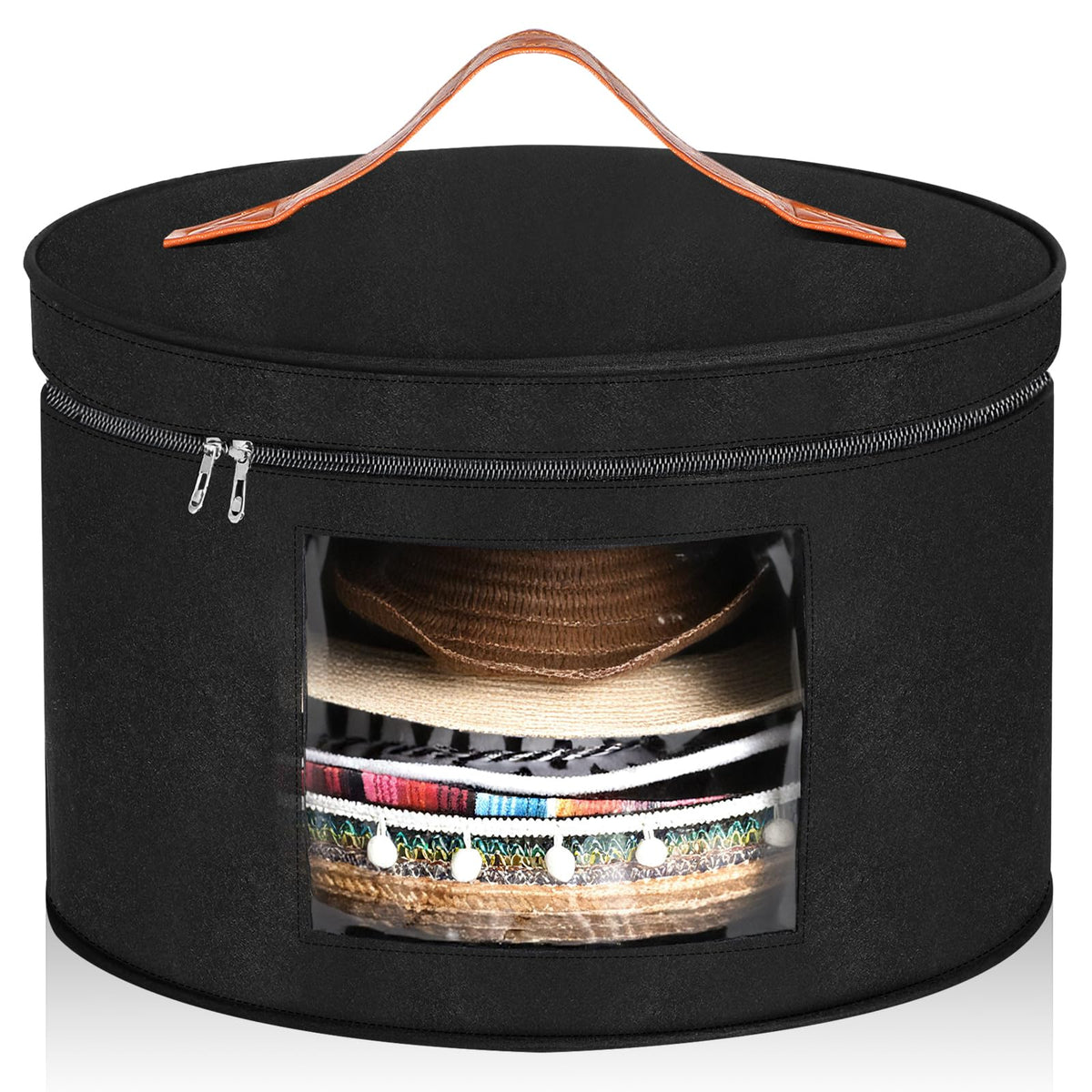 Chunful Hat Box for Women Storage Cowboy Hat Box, Black, Height 10.2 Inches