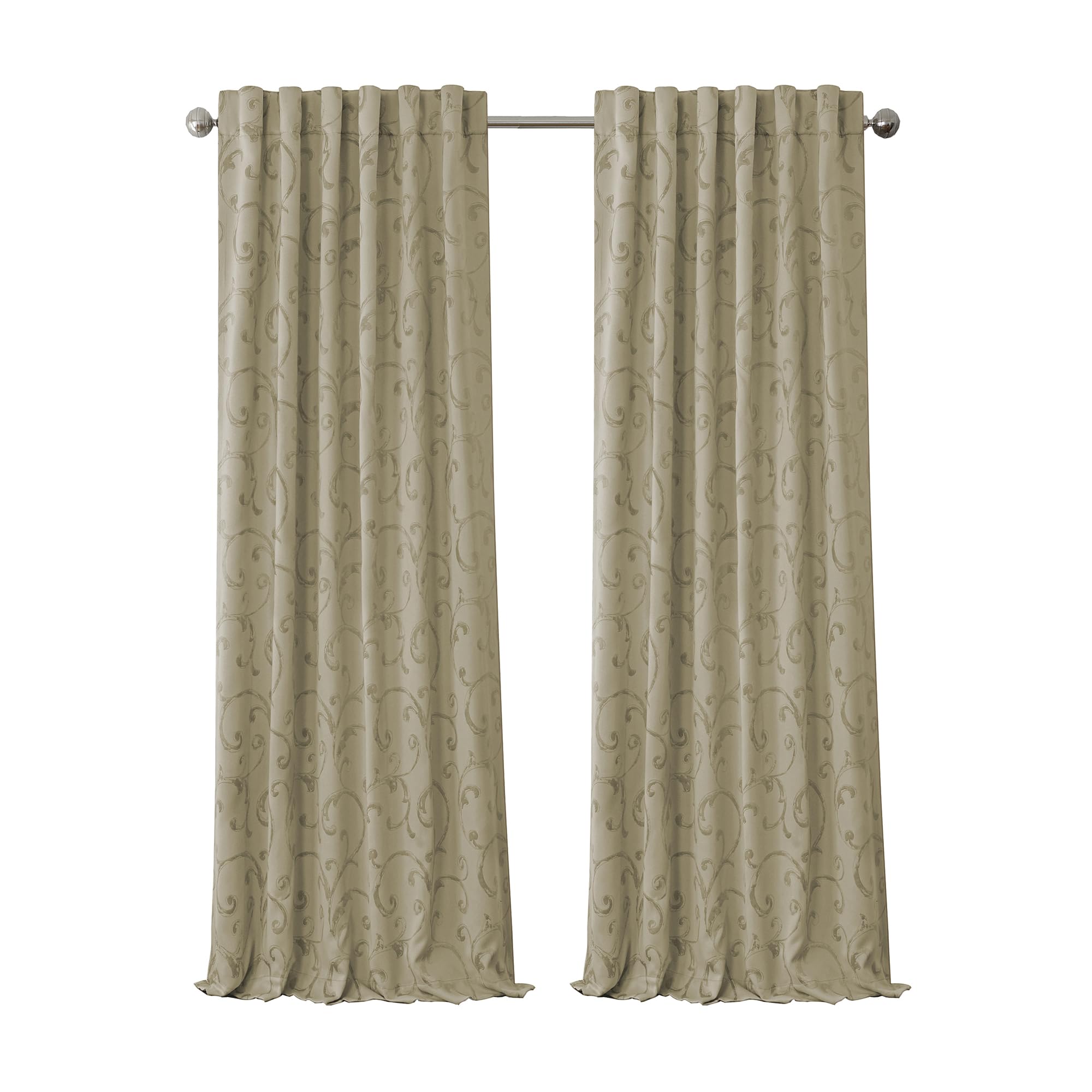 Elrene Home Fashions Mia Jacquard Scroll Blackout Window Curtain, 52'' x 84'' (1 Panel), Natural