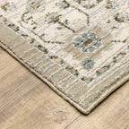 HomeRoots 510113 6 x 9 ft. Beige Ivory Blue Green & Purple Oriental Power Loom Stain Resistant Rectangle Area Rug