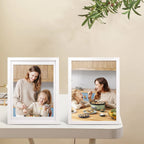 Egofine 12X16 Picture Frames White Set Of 2 - Solid Wood Frames With Plexiglass Front, Display 9X12 Or 11X14 Mat For Table Top A