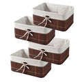 Homestorie EcoFriendly Foldable Natural Bamboo Storage Basket Bins Organizer, 33 X 24 X 14 Cm, Pack Of 4 (Ar1724S)