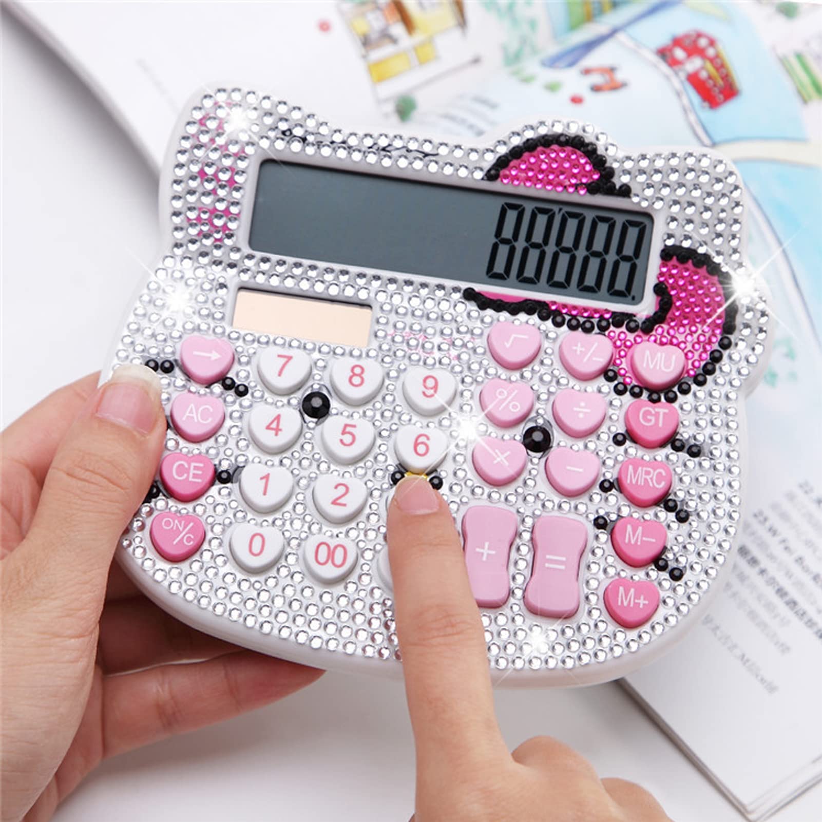 Hello Kitty Calculator, Xinyu Lighting Creative And Cute Solar Calculator, 12-Digit Lcd Display, Suitable For Adults And Childre