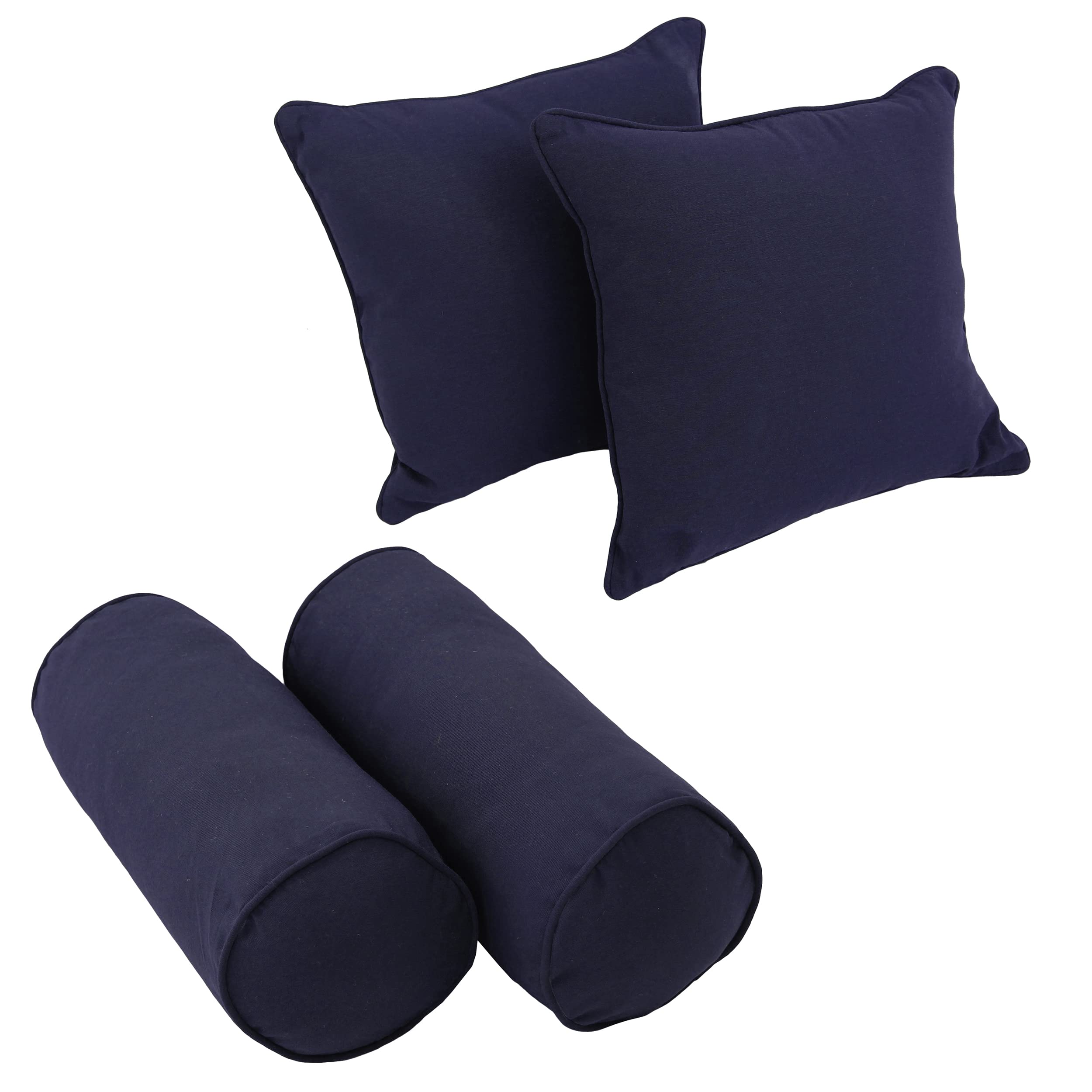 Blazing Needles Corded Twill Throw Pillows (Set Of 4), Navy