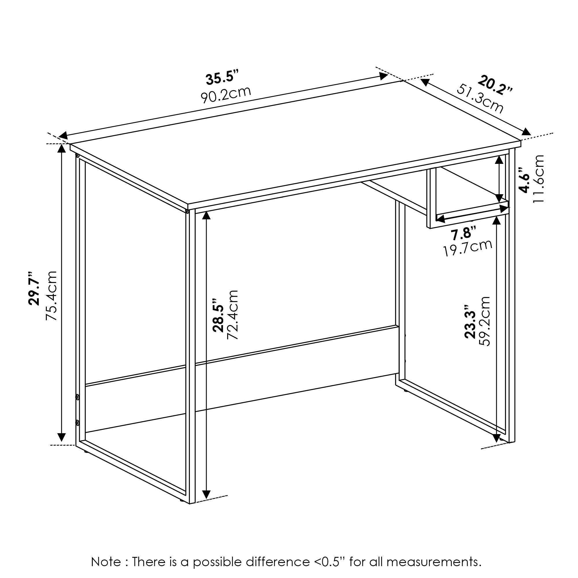 Furinno Moretti Lifestyle Study Desk, 35 Inches, Columbia Walnut