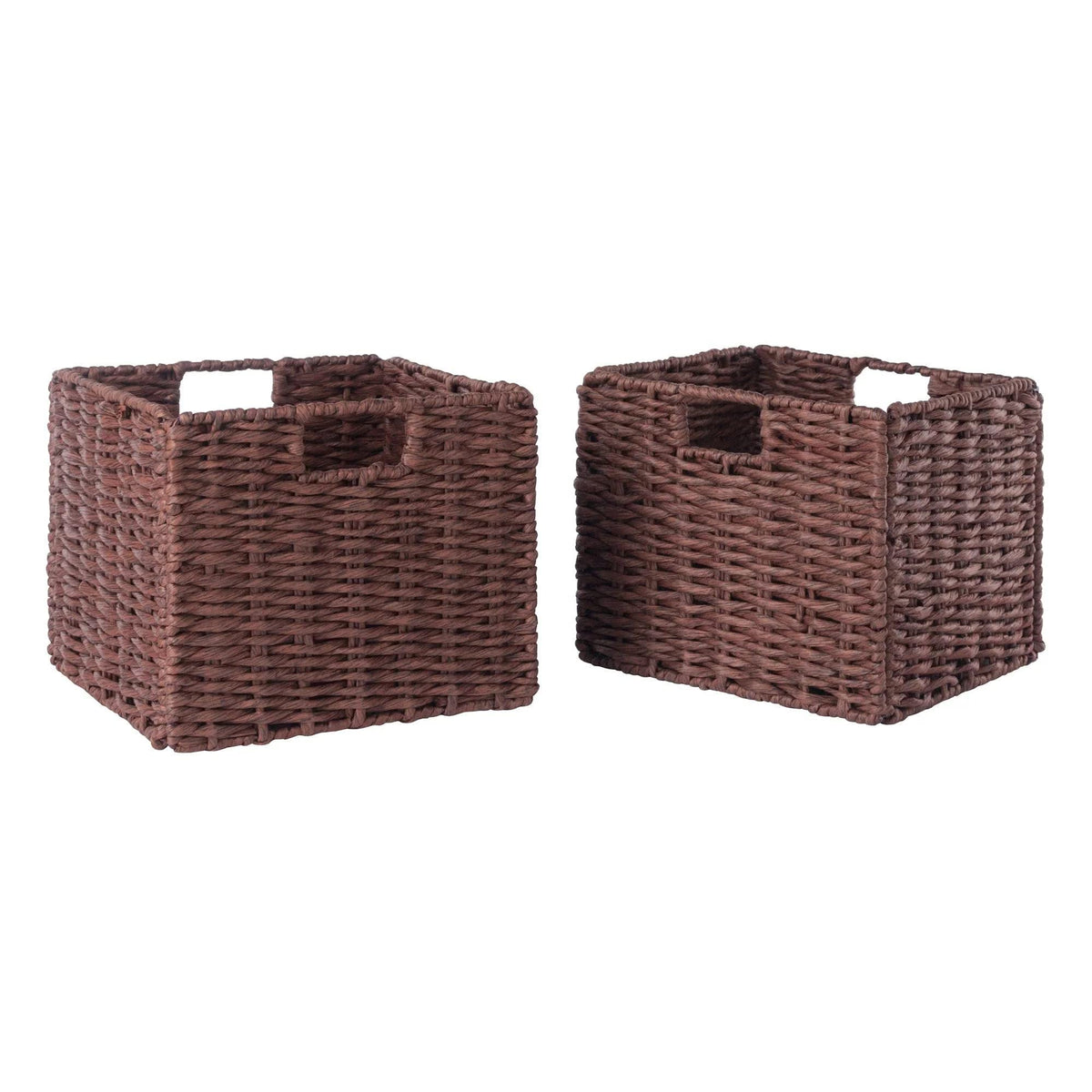 Winsome Wood Tessa 2-Pc Foldable Woven Rope Basket Set, Walnut