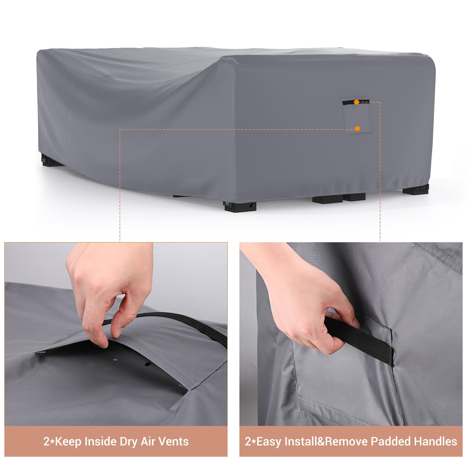 Mrrihand Heavy Duty Patio Furniture Covers, Outdoor Furniture Covers Waterproof Sectional Sofa Set , Patio Table And Chair Set Cover 102'L×74'W×28'H,Grey