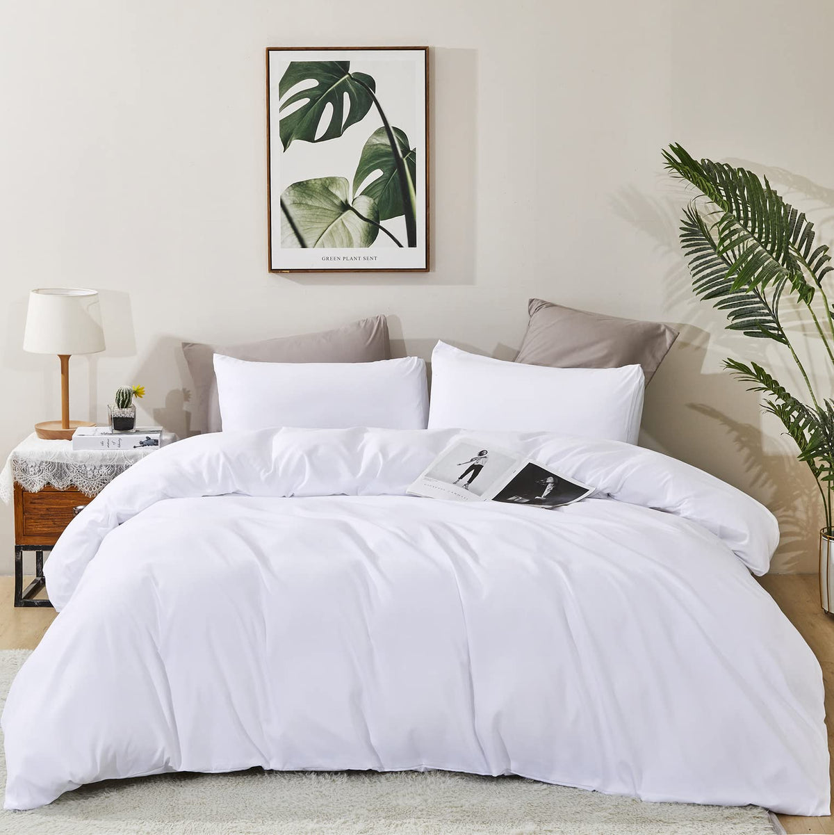 Karever White Comforter Set King White Beddig Soft Durable Comforter Set Men Women Adult True White Comforter Set Bright White B