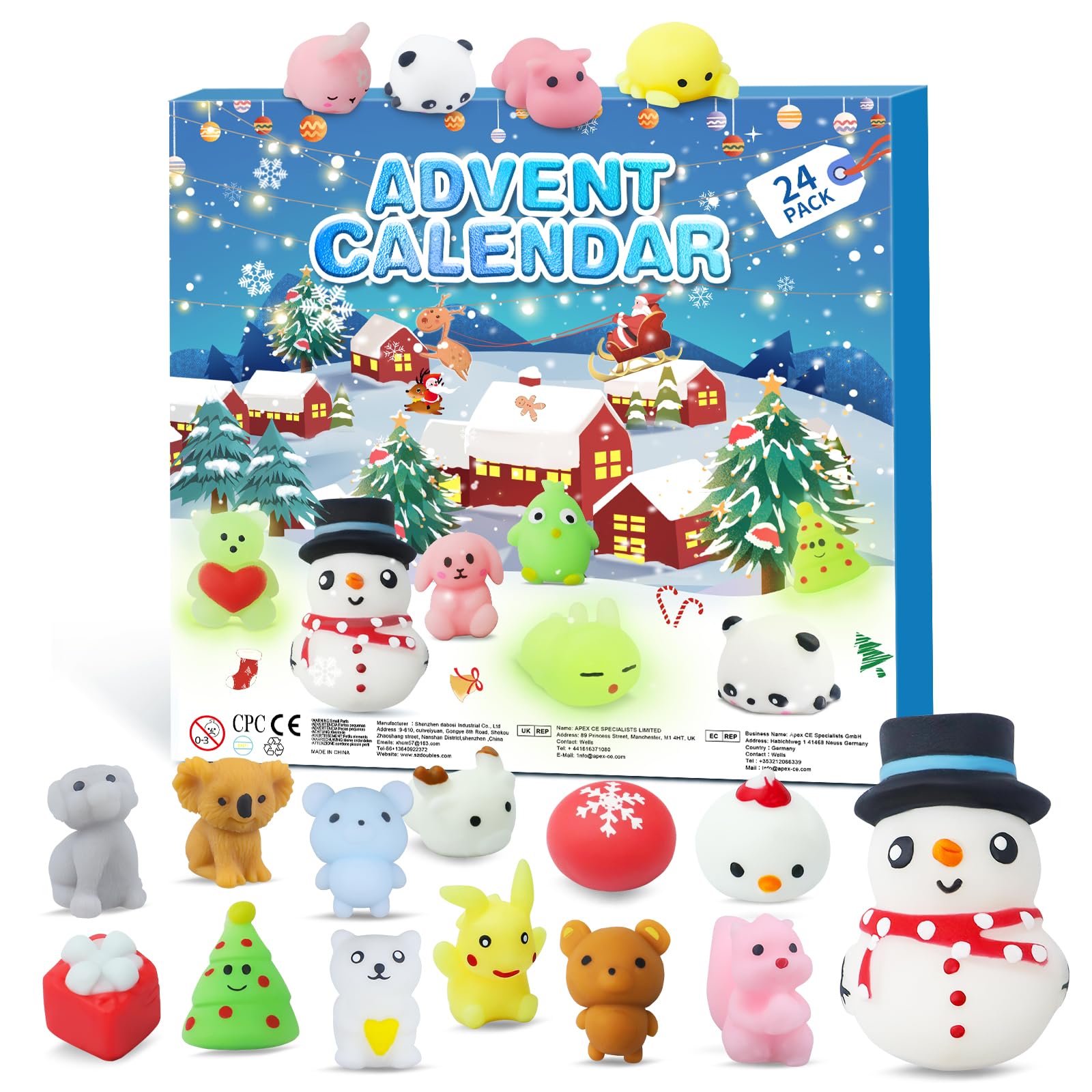 2024 Mochi Advent Calendar, 24 Days of Christmas Countdown Calendar, 24 Pcs Squishies Fidget Advent Calendar, Christmas Gift Ide