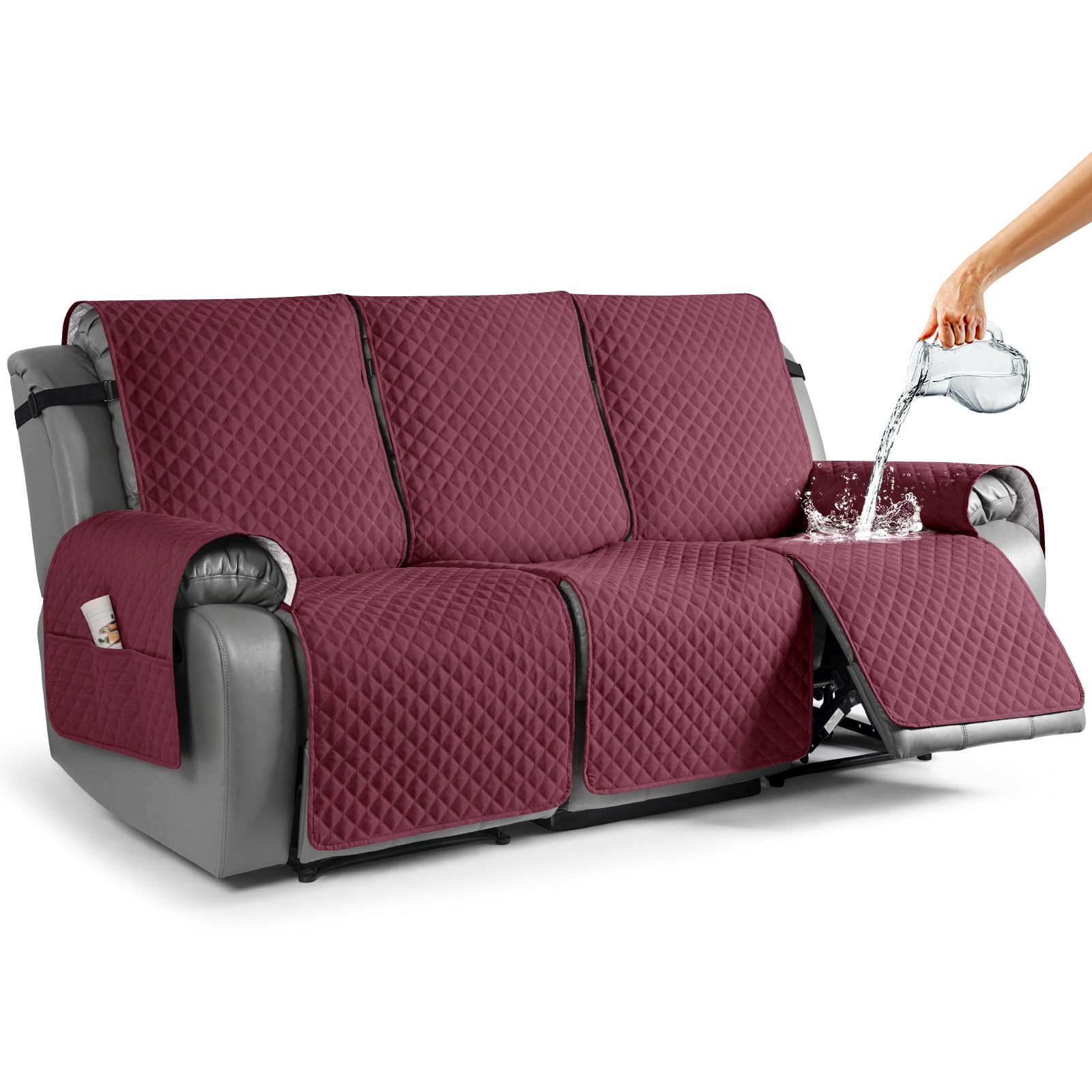 Taococo Recliner Sofa Slipcover Couch Covers For 3 Cushion Couch, Pet Sofa Cover For 3 Seat Recliner Sofa, Washable Reclining So