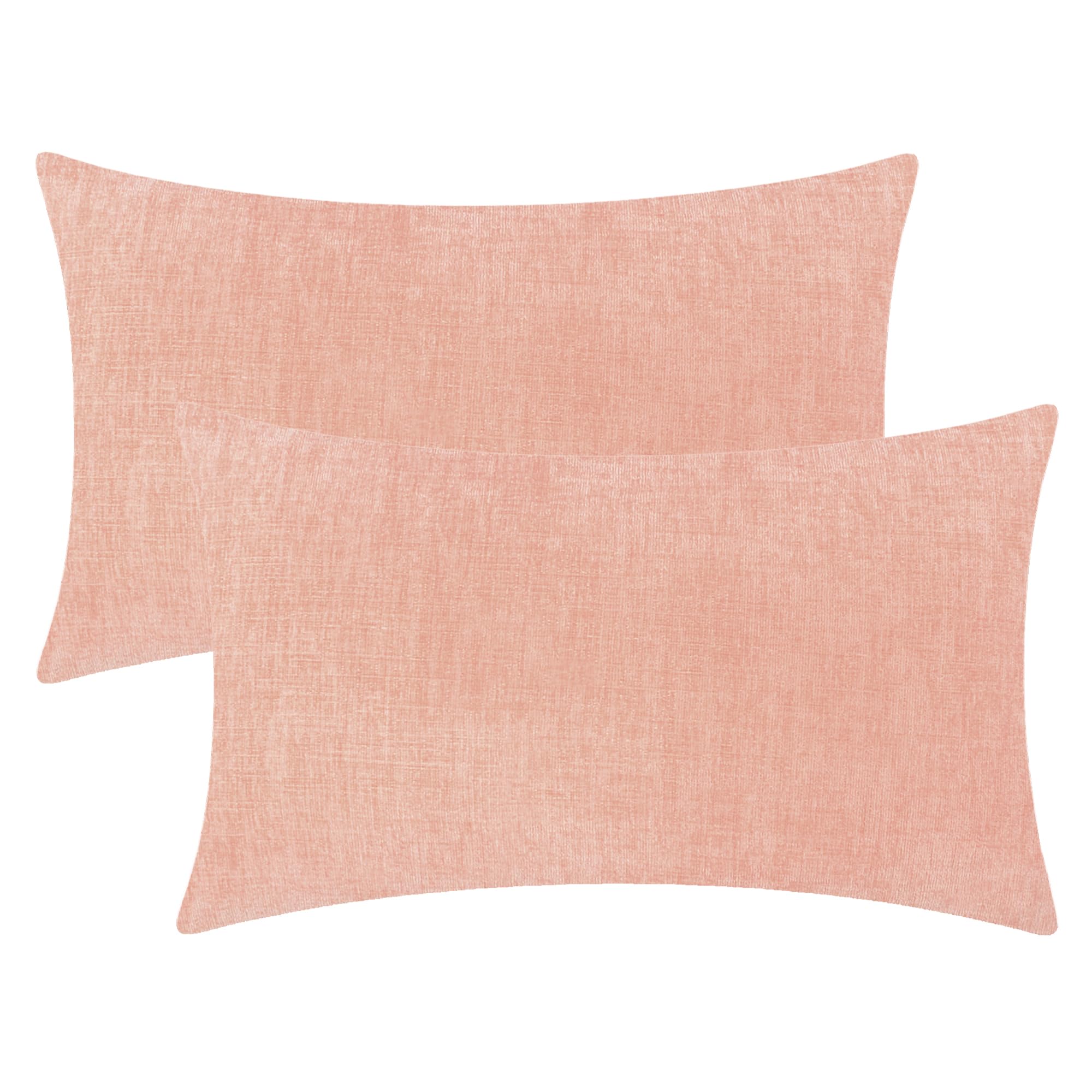 Calitime Pack Of 2 Cozy Throw Pillow Covers Cases For Couch Sofa Home Decoration Solid Dyed Soft Chenille 16 X 26 Inches Dusty P