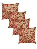 Zeba World Cushion Cover  Decorative | Sofa, Bedroom, Couch | Polycanvas Printed Paisley  Red  16X16 Inch (40X40 Cms) (Pack O