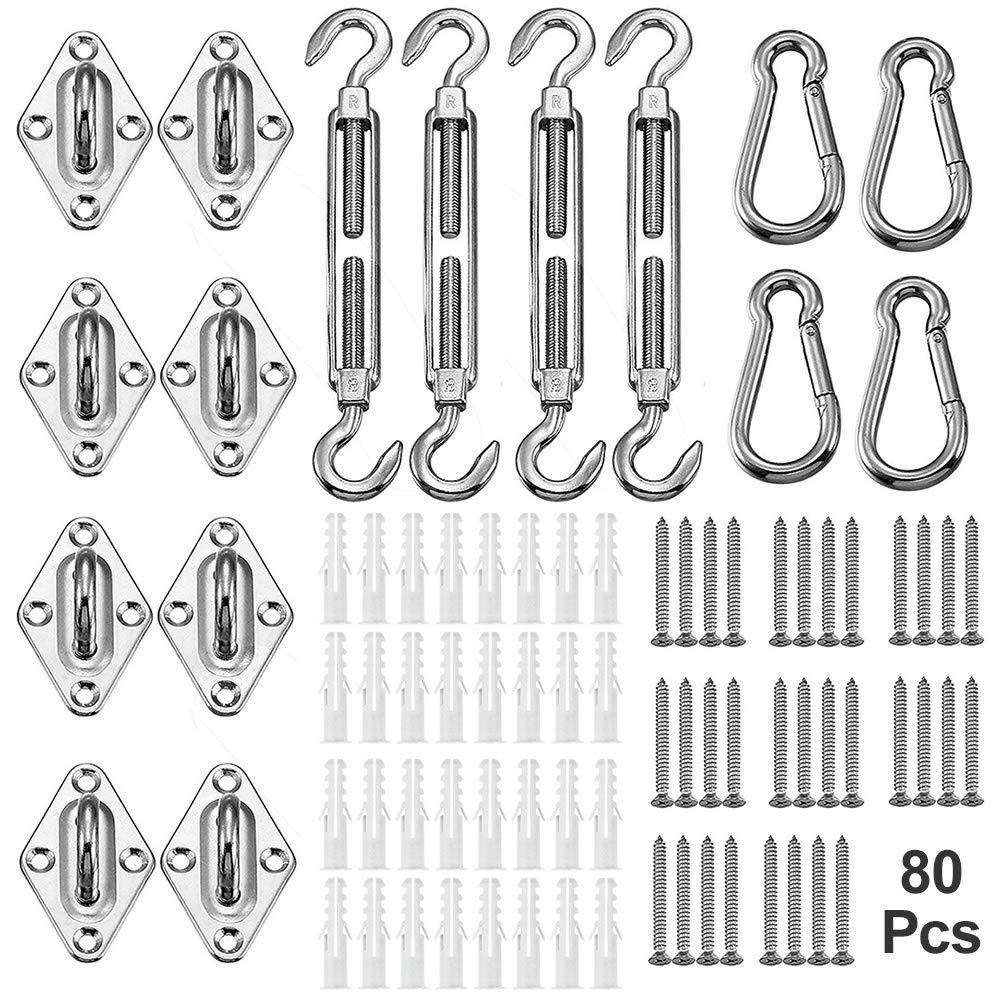 Yofit Shade Sail Hardware Kit 5 Inch For Triangle Rectangle Sun Shade Sail Installation, 304 Grade Stainless For Garden Outdoors