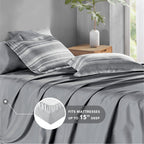 King Size Bed In A Bag, Full Bedding Sets, Modern Farmhouse Grey And White Striped Comforter With Sheets, 7-Piece Complete Bedro