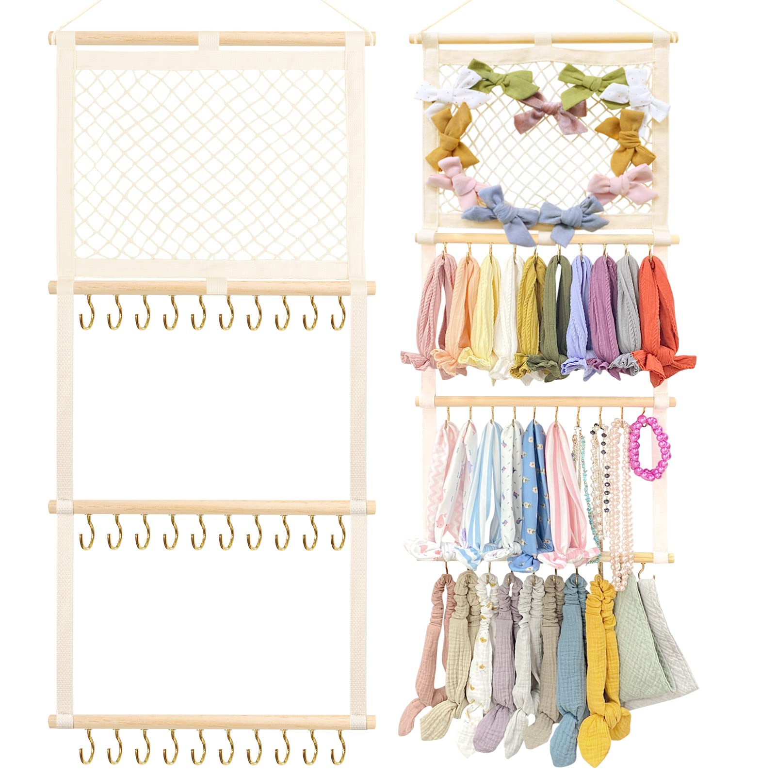 POVETIRE Headband Holder Hair Bows Organizer for Girls,Baby Headbands Hair Accessories Organizer Storage Wall Hanging Decor for 