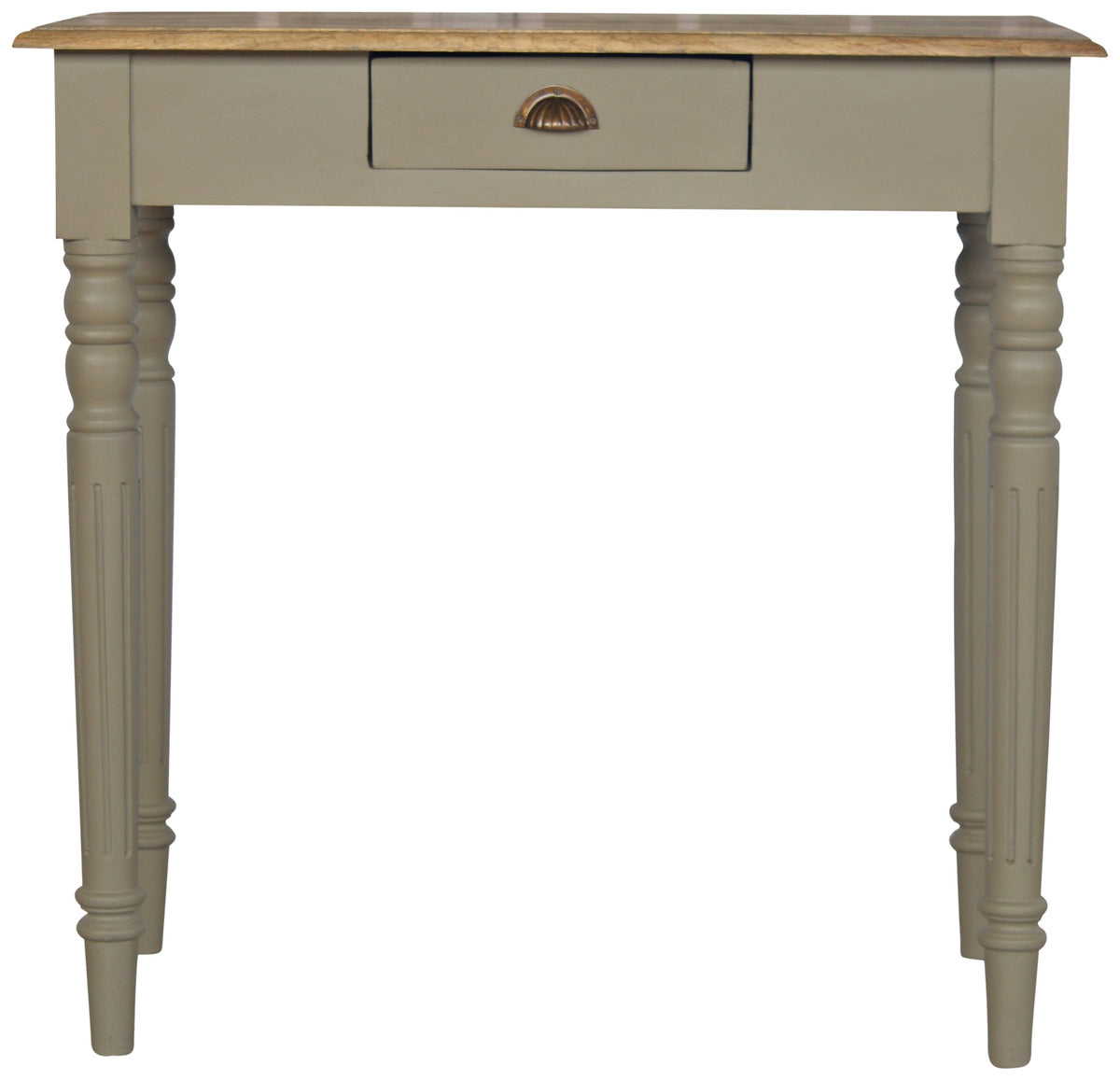 Artisan Furniture 1 Drawer Writing Desk with Flute Legs  81x46x79 cm  Natural OakGrey Base