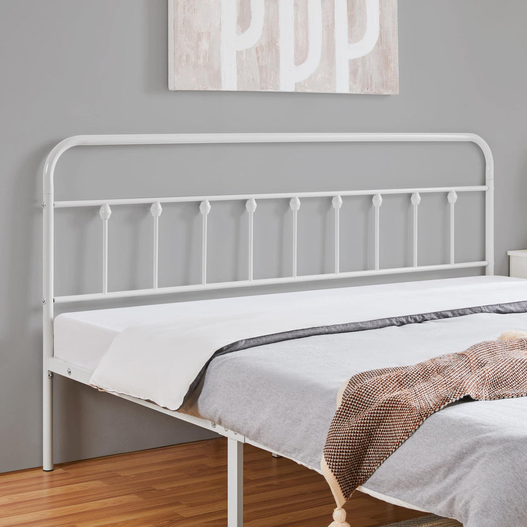 Yaheetech Classic Metal Platform Bed Frame Mattress Foundation With Victorian Style Iron-Art Headboard/Footboard/Under Bed Storage/No Box Spring Needed/King Size White