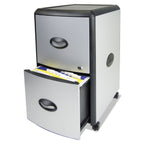 Storex 2-Drawer Mobile File Cabinet with Lock 19 x 15 x 23 Inches, Metal Accent Panels (STX61351U01C),Silver/Black