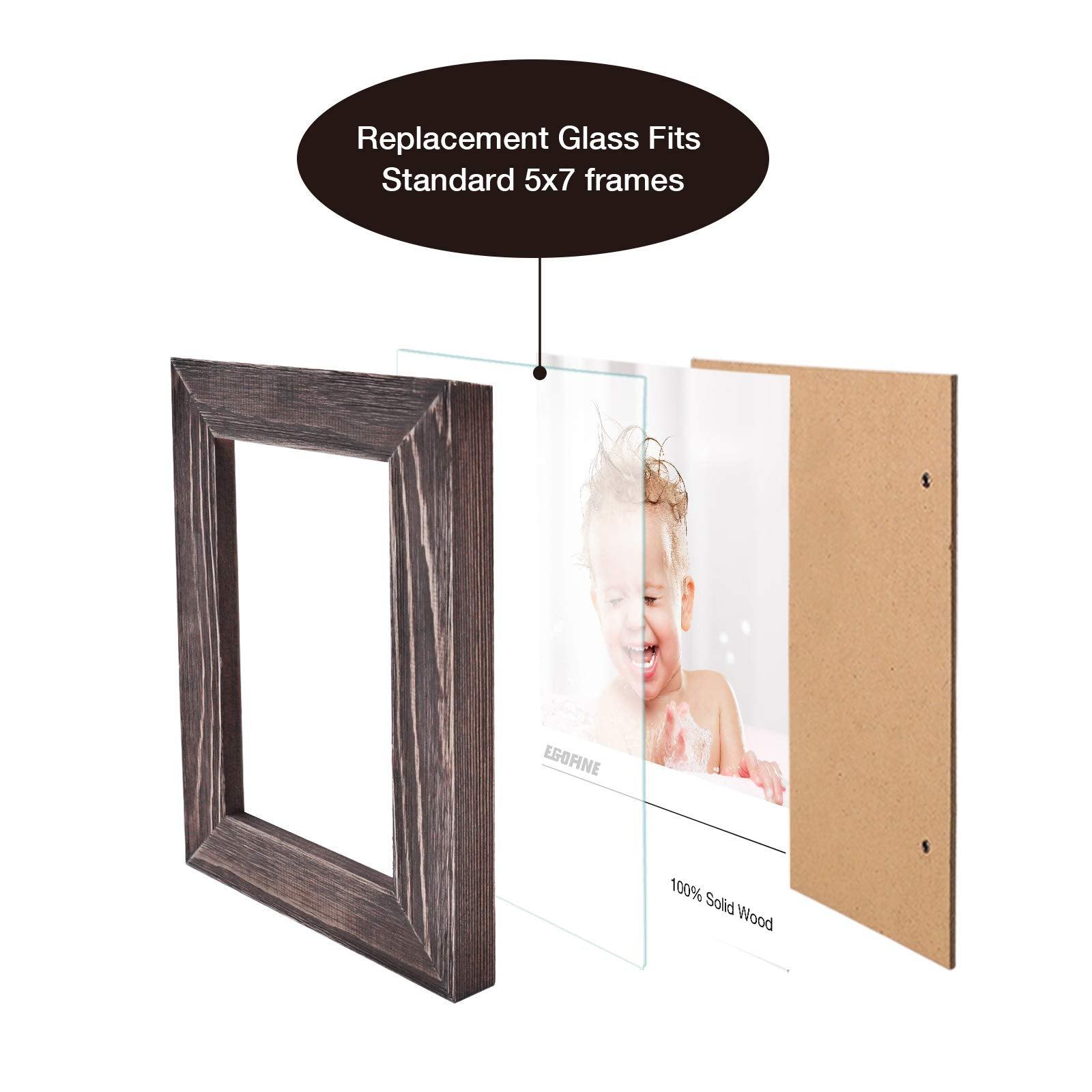 Egofine 5X7 Heat-Strengthened Glass Replacement 2 Pack, For 5 By 7 Photo Frame, Semi-Tempered Glass Cover Sheet