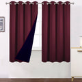 Lemomo 100% Blackout Curtains 52 X 63 Inch/Burgundy Red Curtains 2 Panels With Black Lining Room Darkening Thermal Insulated Bed
