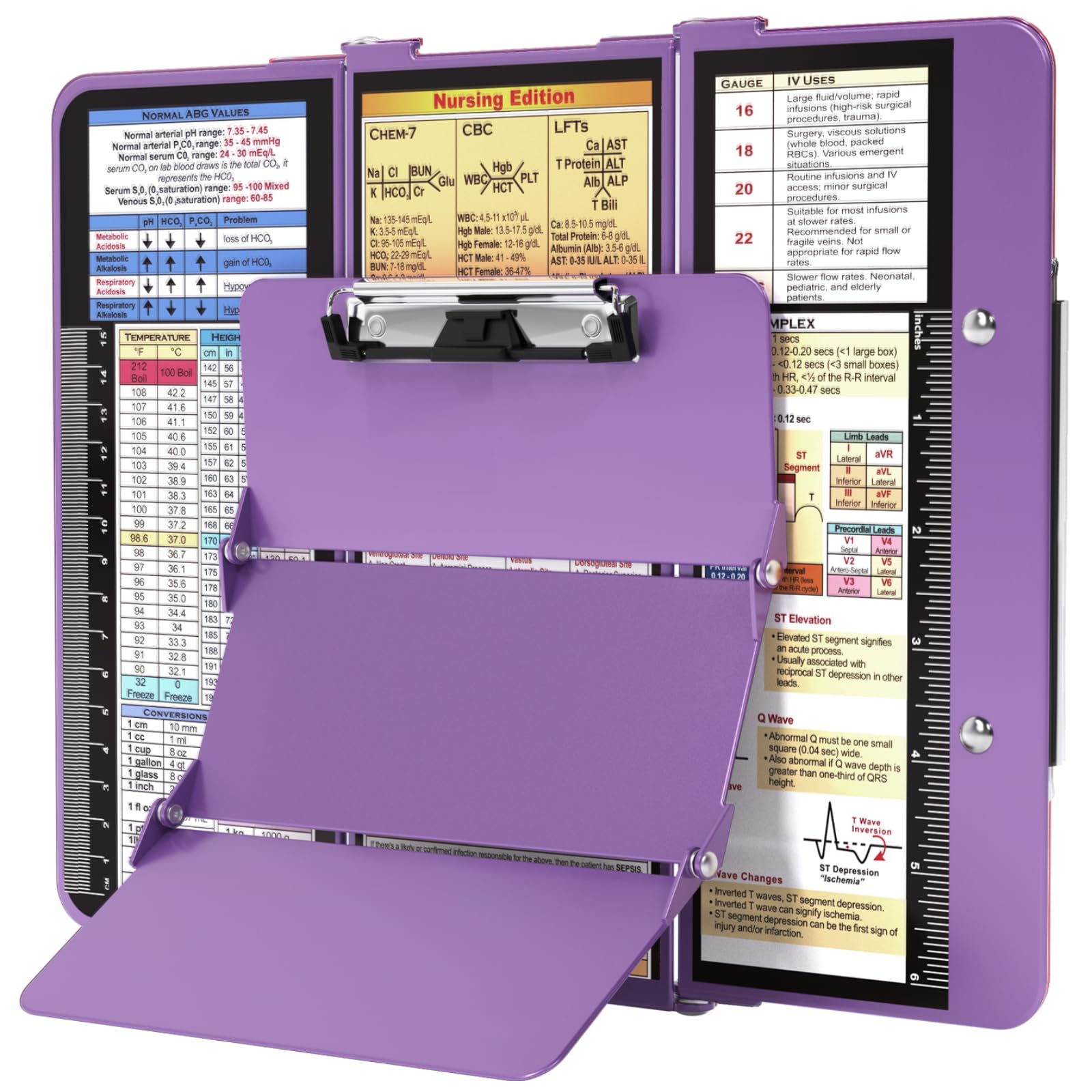 Nursing Clipboard Foldable, Foldable Clipboard W/Nursing Edition Medical Charts, 3 Layers Aluminum, Nurse Clipboard W/Low Profil