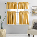 Donren Gold Yellow Curtain Valances For Living Room - Blackout Rod Pocket Valances For Small Window (72 Wide By 18 Long,2 Panels