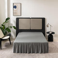 Grey Bed Skirt King Size Ruffled Bed Skirt With Split Corners, King Bed Skirt 12 Inch Drop, King Size Bed Skirt Grey For Ruffled