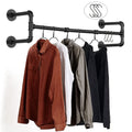 Varsoul Wall Mounted Clothes Rack - 54Industrial Pipe Clothing Garment Rack, Space-Saving Heavy Duty Detachable Black Iron Cloth