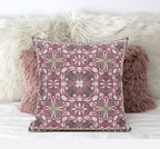 HomeRoots Purple Blue 16â€ Magenta White Paisley Zippered Suede Throw Pillow