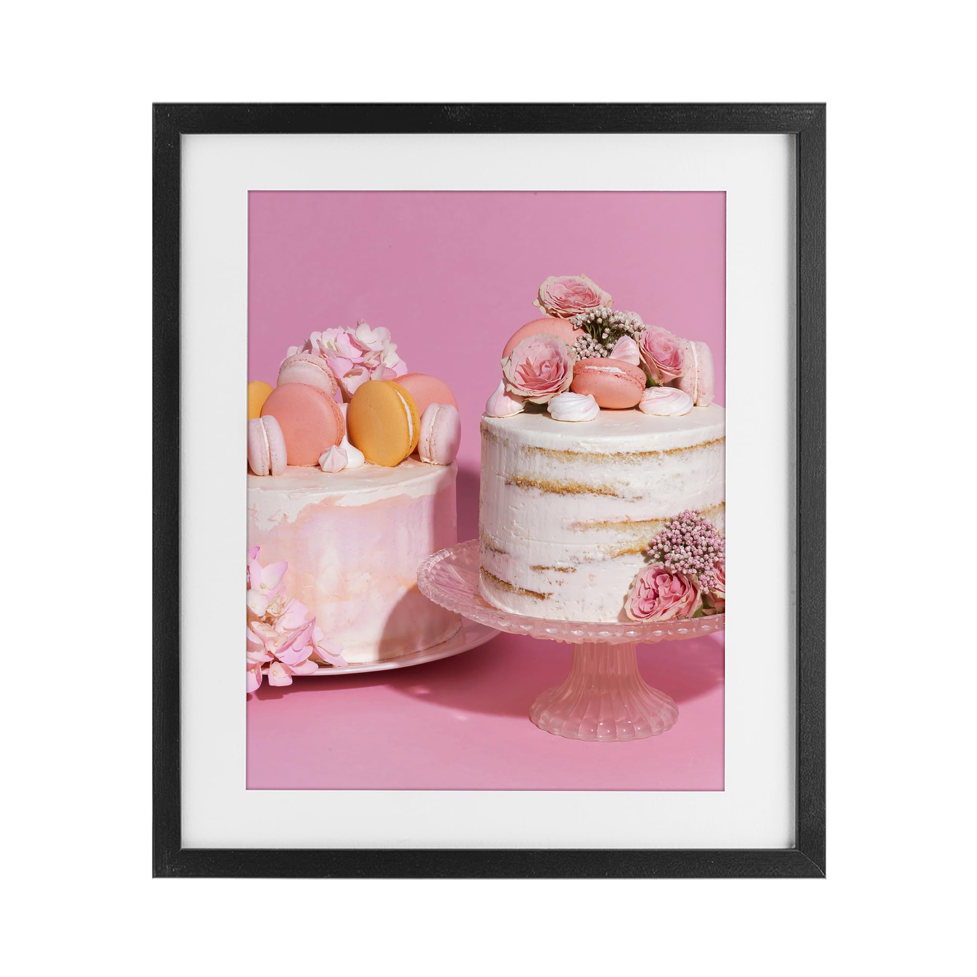 Stupell Industries Pink Pastel Macaroon Cakes, Framed Print Under Glass, Black, 13 x 16 Inches, Easy to Hang and Sturdy, Made 