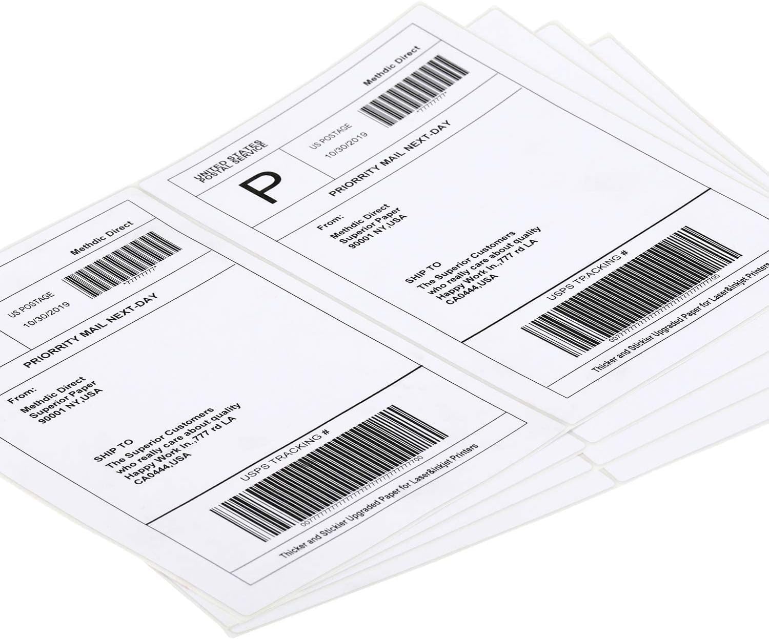 Tapsin Round Corner Half Sheet 8.5' X5.5' Mailing Labels Matte Blank White Self Adhesive Shipping Labels For Laser And Ink Jet