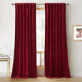 RYB HOME Red Velvet Curtains 84 inches for Bedroom - Light & Heat Block Back Tabs Window Treatment Energy Efficient Privacy Prot