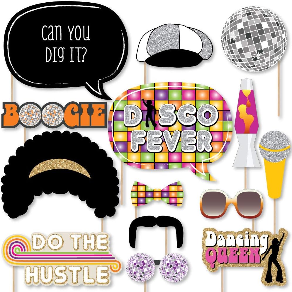Big Dot Of Happiness 70'S Disco - 1970S Disco Fever Party Photo Booth Props Kit - 20 Count