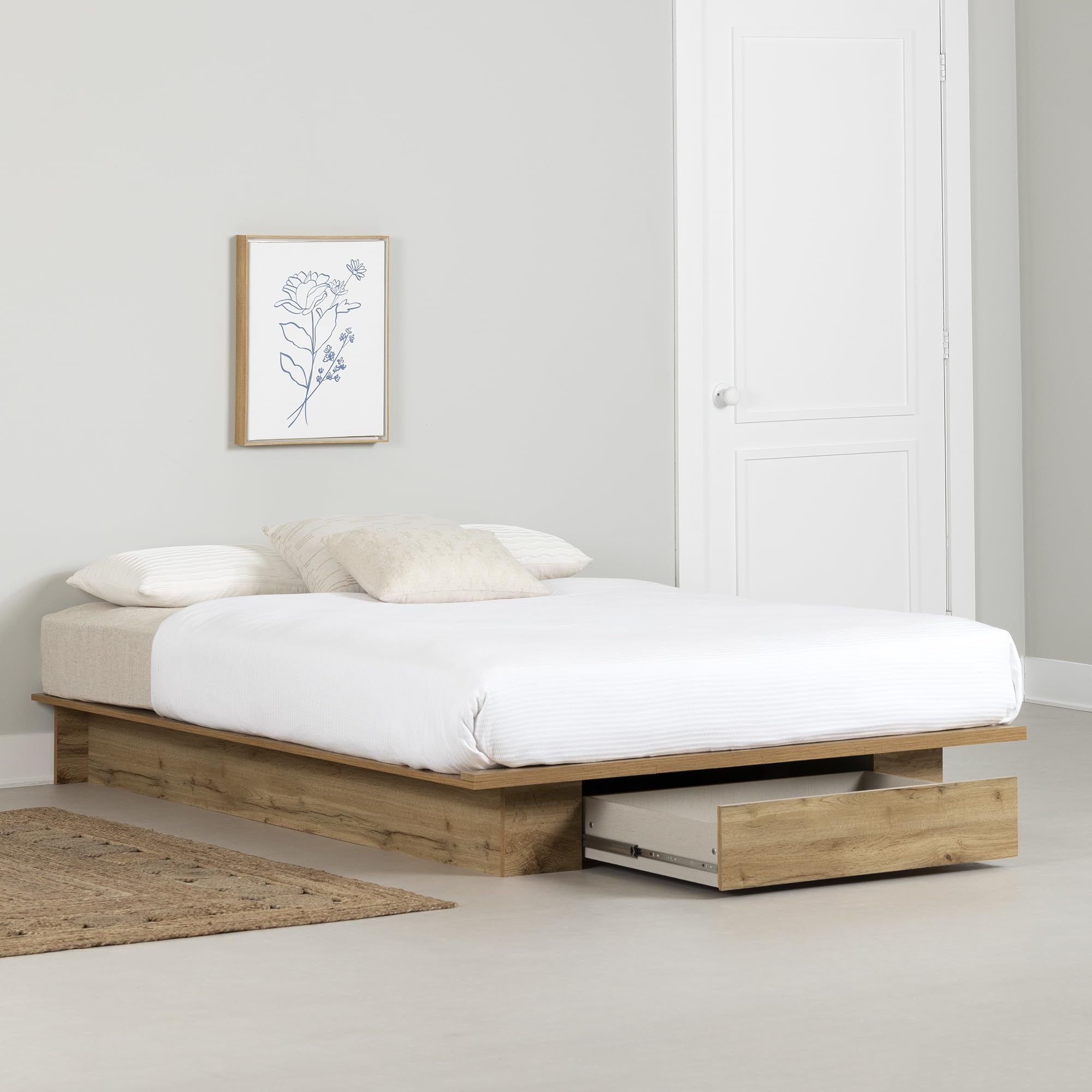 South Shore Cavalleri Platform Bed, Queen, Nordik Oak