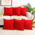 Coddsmz 6 Pack Decorative 100% Cotton Pillow Covers Square Cushion Cover Solid Diy Throw Pillowcase For Home Sofa Bedroom,Red,6