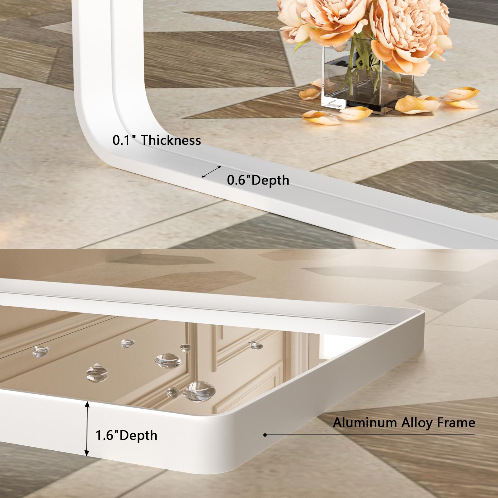 Istripmf White Bathroom Mirror 60X36 Inch, Large Matte White Bathroom Vanity Mirror,Rectangle Round Corner White Metal Framed Mi