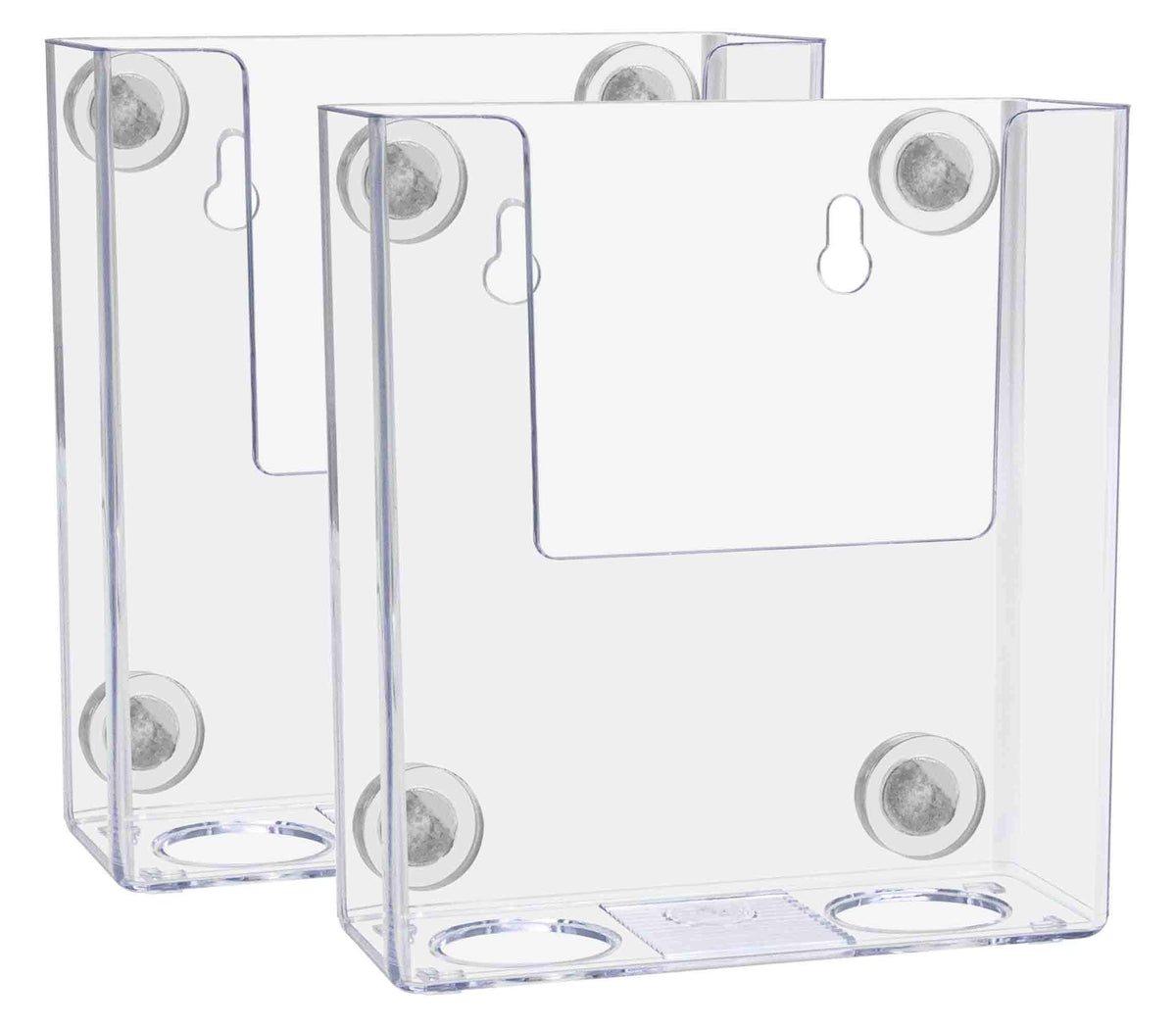 2 Pack Magnetic Brochure Holder Metal Mount Holds 4 Inch Wide Trifolds Clear Acrylic Promotional Literature Organizer For Office