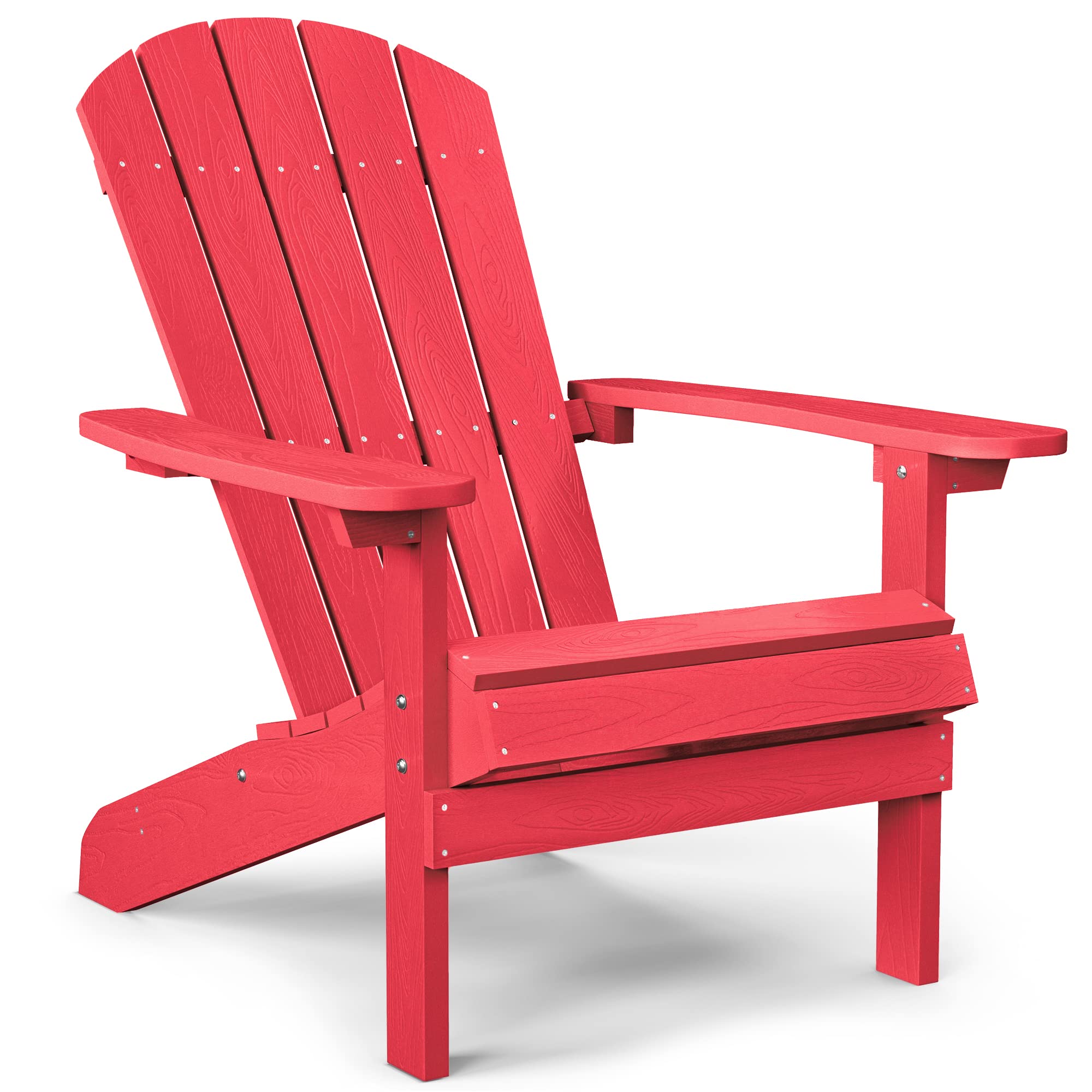 Yefu Adirondack Chairs Plastic Outdoor Chairs, Weather Resistant, 5 Steps Easy Installation, Like Real Wood, Widely Used In Patio, Fire Pit, Deck, Outside, Garden, Campfire Chairs (Red)