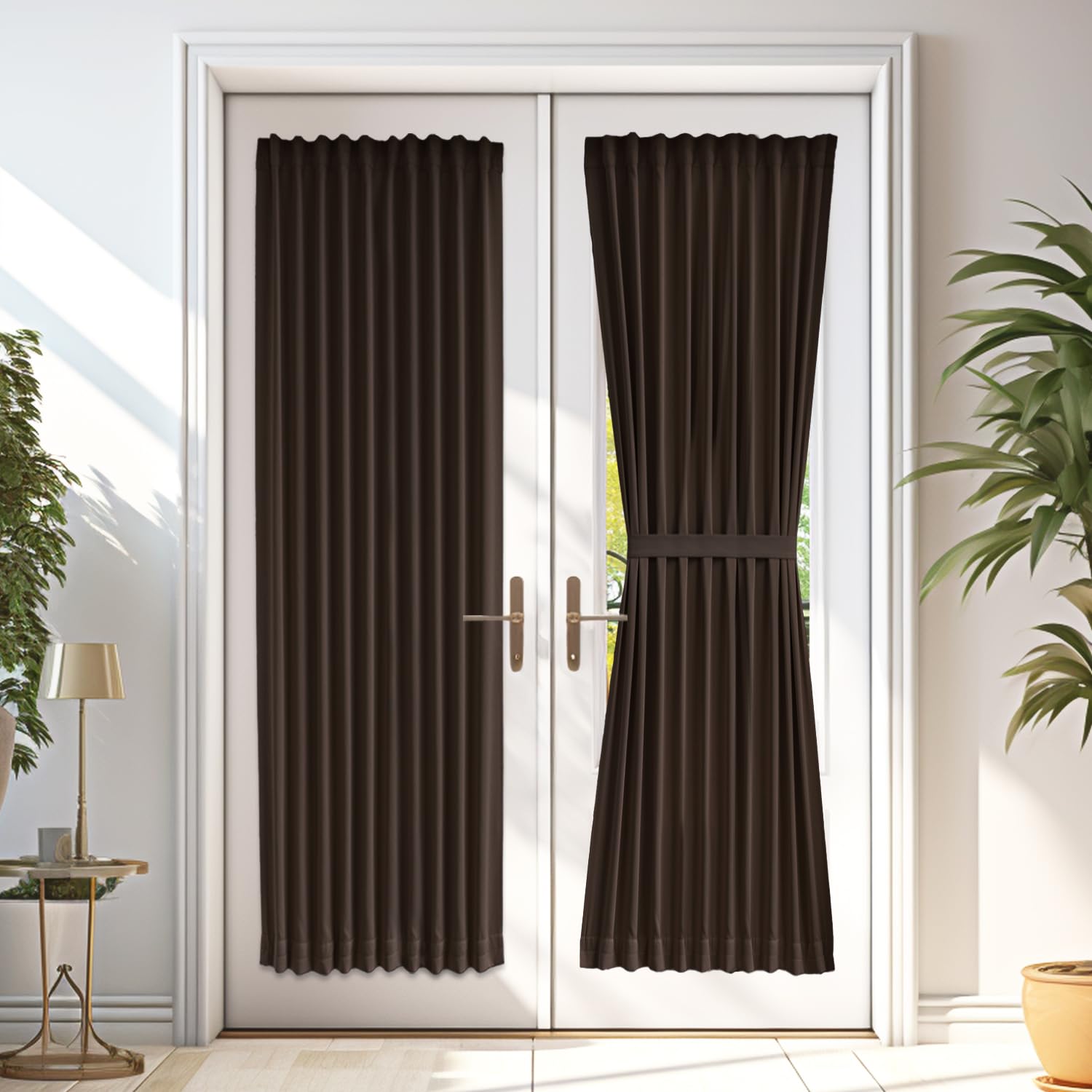 Vatge Rod Pocket Door Window Curtain - Side Door Panel Curtain for Back Door, 36 x 72 Blackout Window Treatment Drapery for Fren