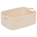 CubesLand Rectangular Cotton Rope Basket, 14x10x5 Inches, Beige, Nursery Storage Bin