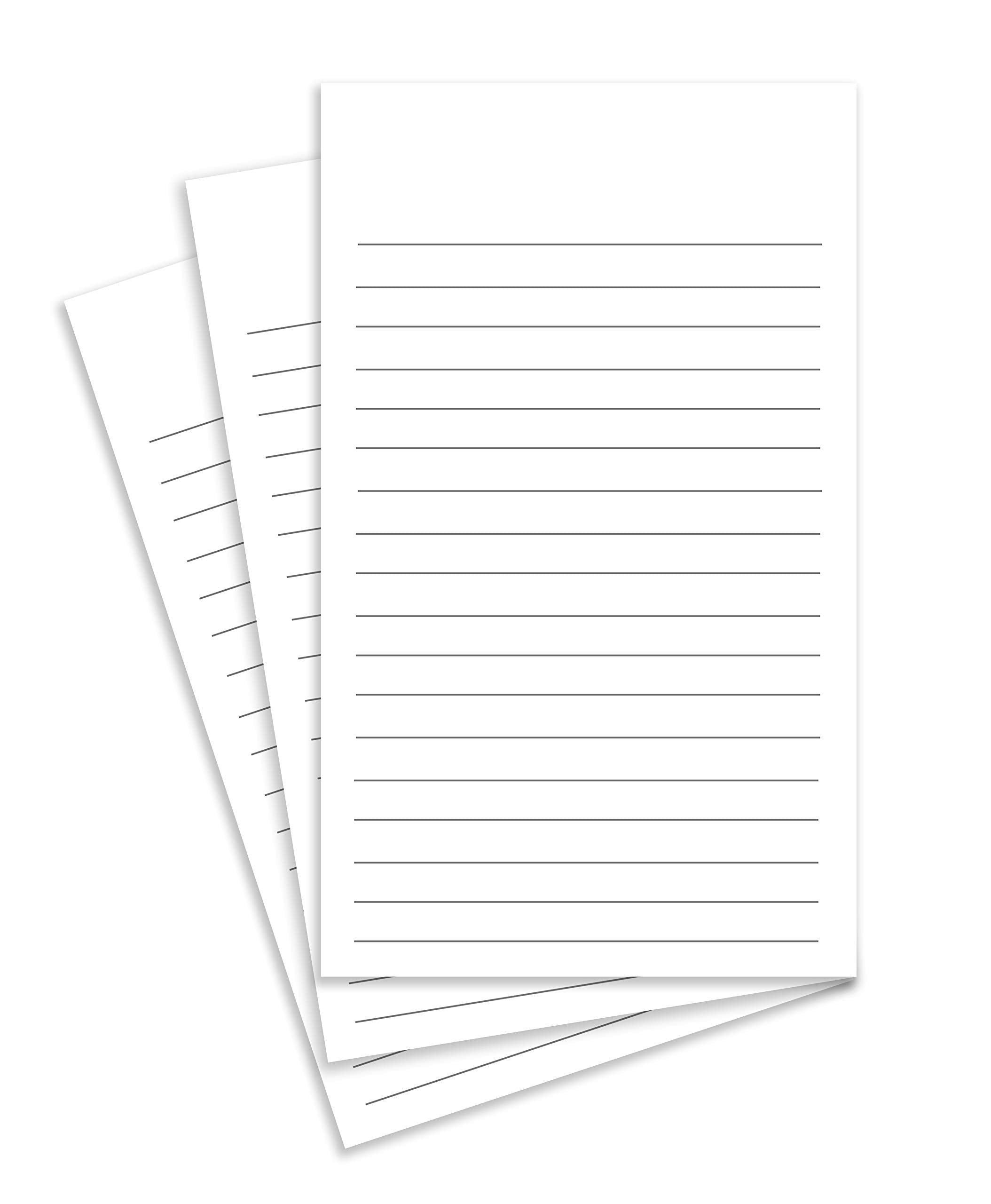 Thick White Note Cards For Notes Or Thoughts, Printed Black Ruled Lines Both Sides - Vertical Ruled Cards '100 Per Pack' (5 X