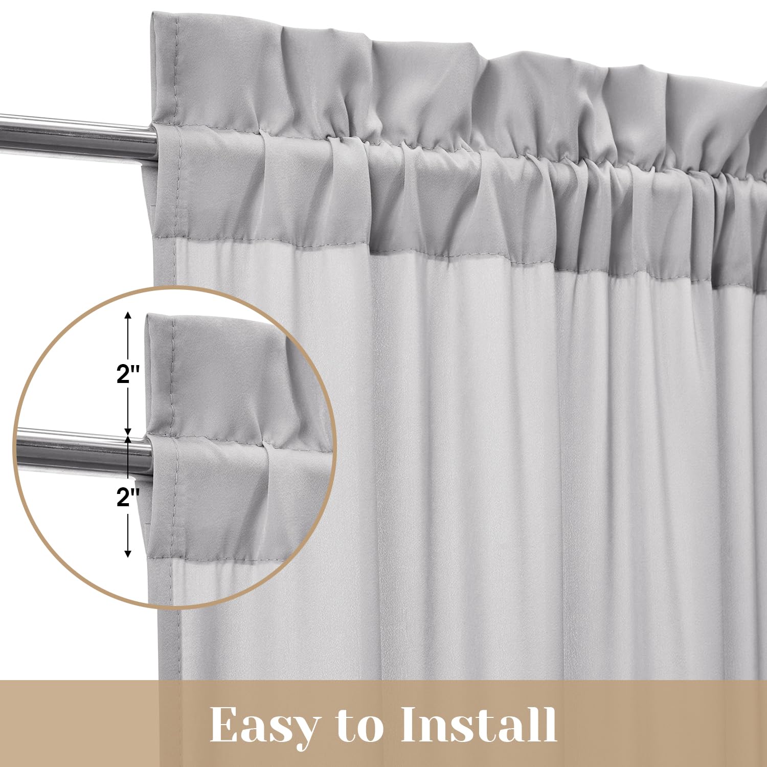 Homeideas Non-See-Through Sidelight Curtains For Front Door 2 Panels, Privacy Semi Sheer French Door Window Curtains, Rod Pocket