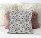 HomeRoots Light Blue Peach 18' Light Green Gray Roses Zippered Suede Throw Pillow