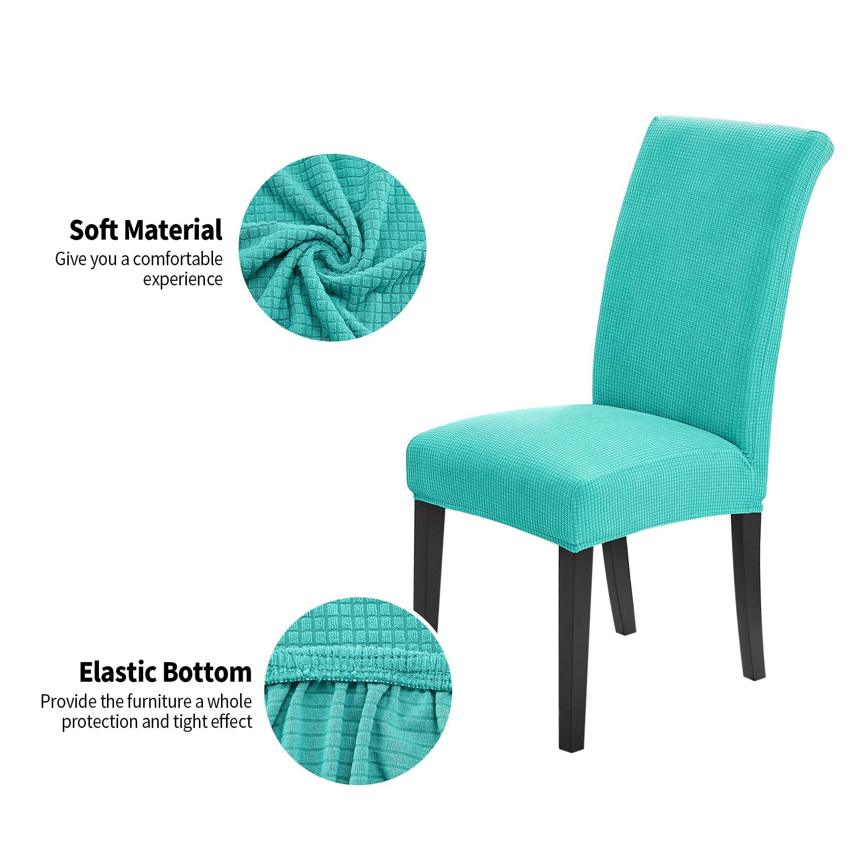 Joccun Chair Covers For Dining Room Set Of 2,Water Repellent Dining Chair Slipcovers Stretch Dining Room Chair Covers Seat Protector,Washable Parsons Chair Cover For Home,Hotel(Turquoise,2 Pack)