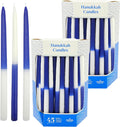 The Dreidel Company Deluxe Tapered Hanukkah Menorah Half and Half Navy Blue and White, Candles for All 8 Nights of Chanukah (2-P