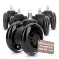 Zoff Double Rollerblade Office Chair Wheels - 3 Inch - Replacement Rubber Chair Casters - Smooth & Quiet Rolling - Easy Installa