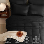 Cozylux Full Size Comforter Sets - 7 Pieces Bed In A Bag Set Black Full, Complete Bedding Sets Bed Set For All Season With Comforter, Flat Sheets, Fitted Sheet, Pillowcases & Shams
