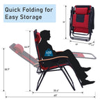 Phi Villa Xxl Oversized Padded Zero Gravity Chair, Foldable Patio Recliner, 30' Wide Seat Anti Gravity Lounger With Cup Holder, Set Of 2, Support 400 Lbs (Red)