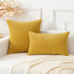 Kevin Textile Throw Pillow Covers Soft Corduroy Decorative Set Of 2 Boho Striped Pillow Covers Pillowcases Farmhouse Home Decor For Couch Bed Sofa Living Room 18X18 Inch Mustard Yellow